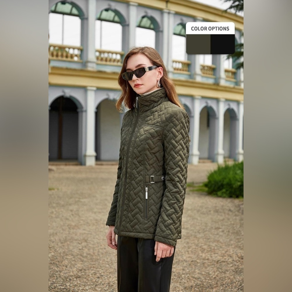 S P Y M Womens Diamond Quilted Jacket Lightweight Padding Coat w/Pockets NWT S3X - Picture 3 of 6